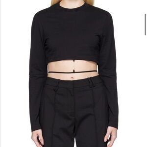 JACQUEMUS cropped logo detailed top